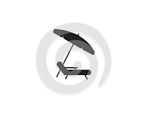 Deck chair umbrella summer beach holiday symbol icon