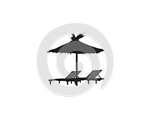 Deck chair umbrella summer beach holiday symbol icon