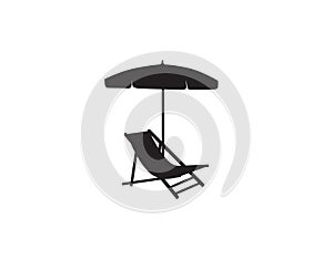 Deck chair umbrella summer beach holiday symbol icon