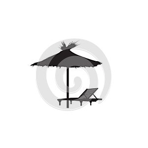 Deck chair umbrella summer beach holiday symbol icon