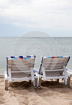 Deck chairs on the beach