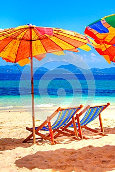 Deck chairs at the beach