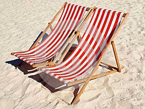 Deck chairs on the beach