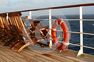 Deck chairs on cruise liner