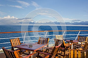 Deck chairs on cruise ship