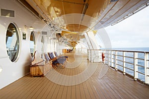 Deck chairs on a cruise ship