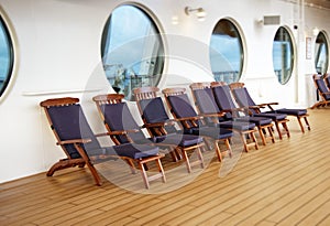 Deck chairs on a cruise ship