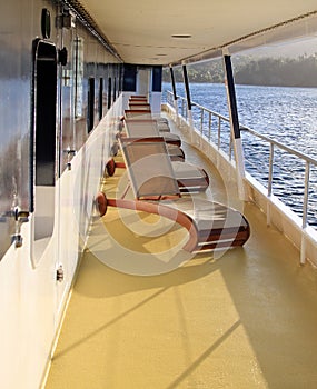 Deck chairs on a cruise ship