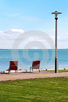 Deck chairs at Lake Balaton,Hungary