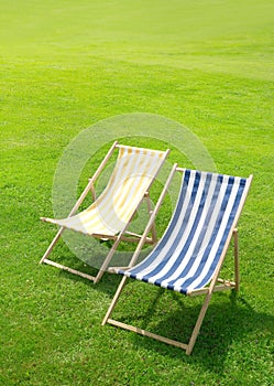 Deck chairs on the lawn