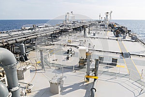 Deck of crude oil tanker.