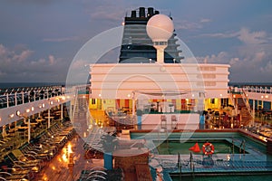 Deck of cruise liner early morning