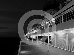 Deck of the cruise ship, night navigation