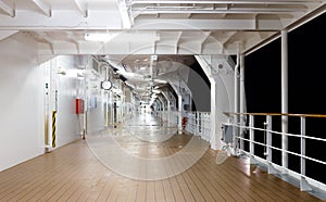 Deck of the cruise ship at night time