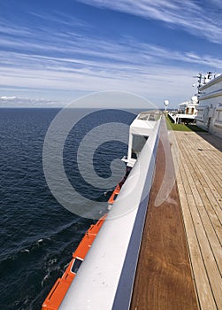 Deck of a cruise on a sunny day.