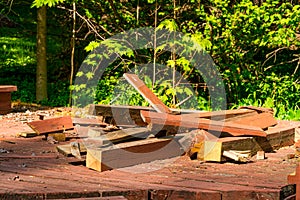 Deck demolition debris