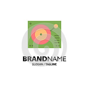 Deck, Device, Phonograph, Player, Record Business Logo Template. Flat Color