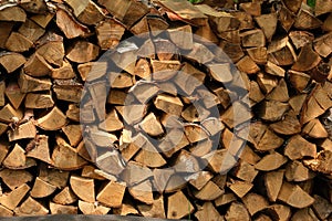 a deck of dry firewood photo