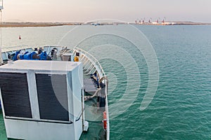 Deck of a ferry at the Alat port in the Caspian s