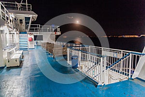 Deck of the Ferry from Cirkewwa on Malta island to Mgarr on Goz