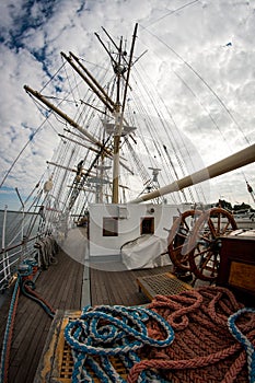 On the deck of The flagship of Gdynia City