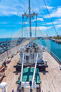 Deck of Gil Eannes rescue ship moored at Viana do Castelo in Portugal