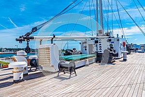 Deck of Gil Eannes rescue ship moored at Viana do Castelo in Portugal