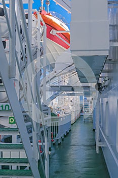 The deck of a large ship