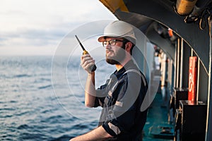 Deck Officer on deck of offshore vessel or ship