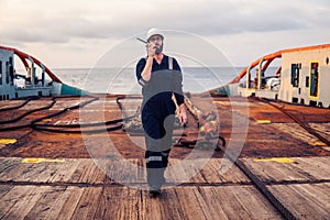 Deck Officer on deck of offshore vessel or ship