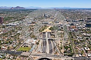 Deck Park Tunnel in Phoenix, Arizona viewed from west to east along Interstate 10