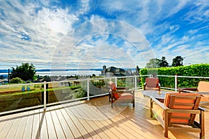 Deck with patio table set