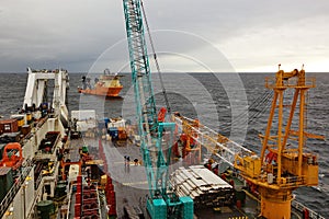 Deck of the pipelaying barge.