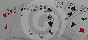 Deck of playing card. Set of 52 cards in a deck.