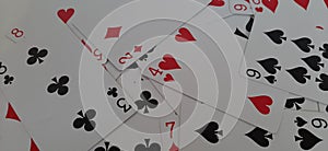 Deck of playing card. Set of 52 cards in a deck.