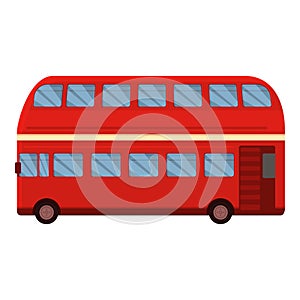 Deck red bus icon cartoon vector. Tourism tourist tour