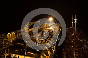 Deck of the tanker at night