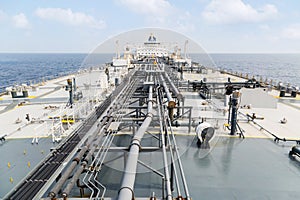 Deck of the tanker - view from foremast