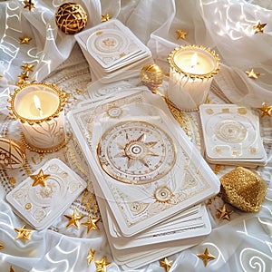 Deck of tarot cards on a table