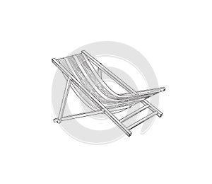 Deckchair outline drawing. Deck chair sketch. Summer holiday beach resort symbol