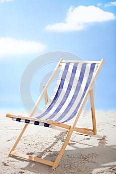 Deckchair standing at the sunny beach