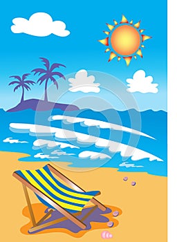 Deckchair on tropical sunny beach