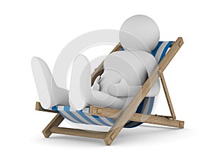 Deckchair on white background. Isolated 3D