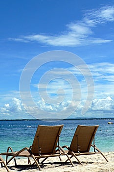 Deckchairs on Beach, Cebu, Philippines photo