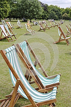 Deckchairs in Hyde Park. London. England photo