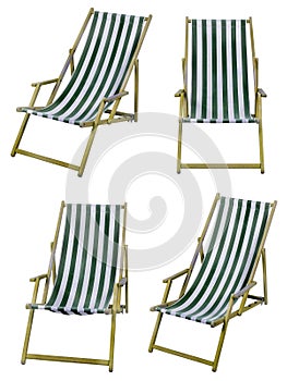 Deckchairs isolated on white with clipping path