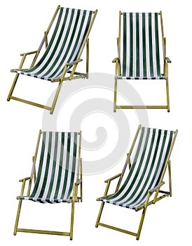 Deckchairs isolated on white with clipping path photo
