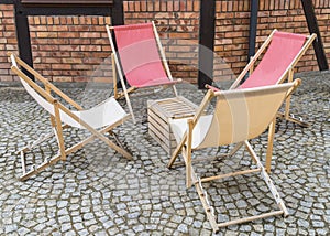 Deckchairs on street