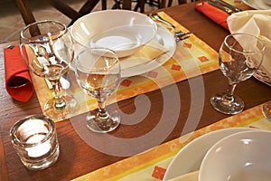 Decked table restaurant photo