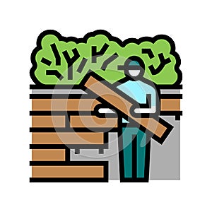 decking installation repair color icon vector illustration